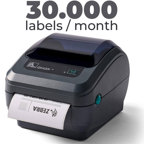 Zebra GK420T Direct Thermal Label Printer Bundle - Includes USB-B Cable and Cleaning Cloth - Monochrome, Ethernet Connectivity, Renewed