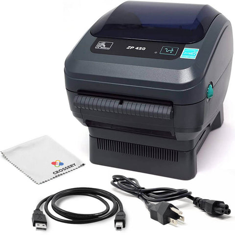 Zebra ZP450 Direct Thermal Label Printer Bundle – Includes USB Cable, Power Supply, For UPS Labels, Renewed